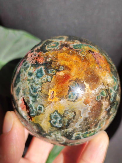 XXL 8 brins de jaspe océanique orbiculaire vert - Sphère de pierre précieuse naturelle Pierre de guérison Déco Cristal Cadeau Pour Lui Elle Homme Femme Maison Habitat Énergie Rare