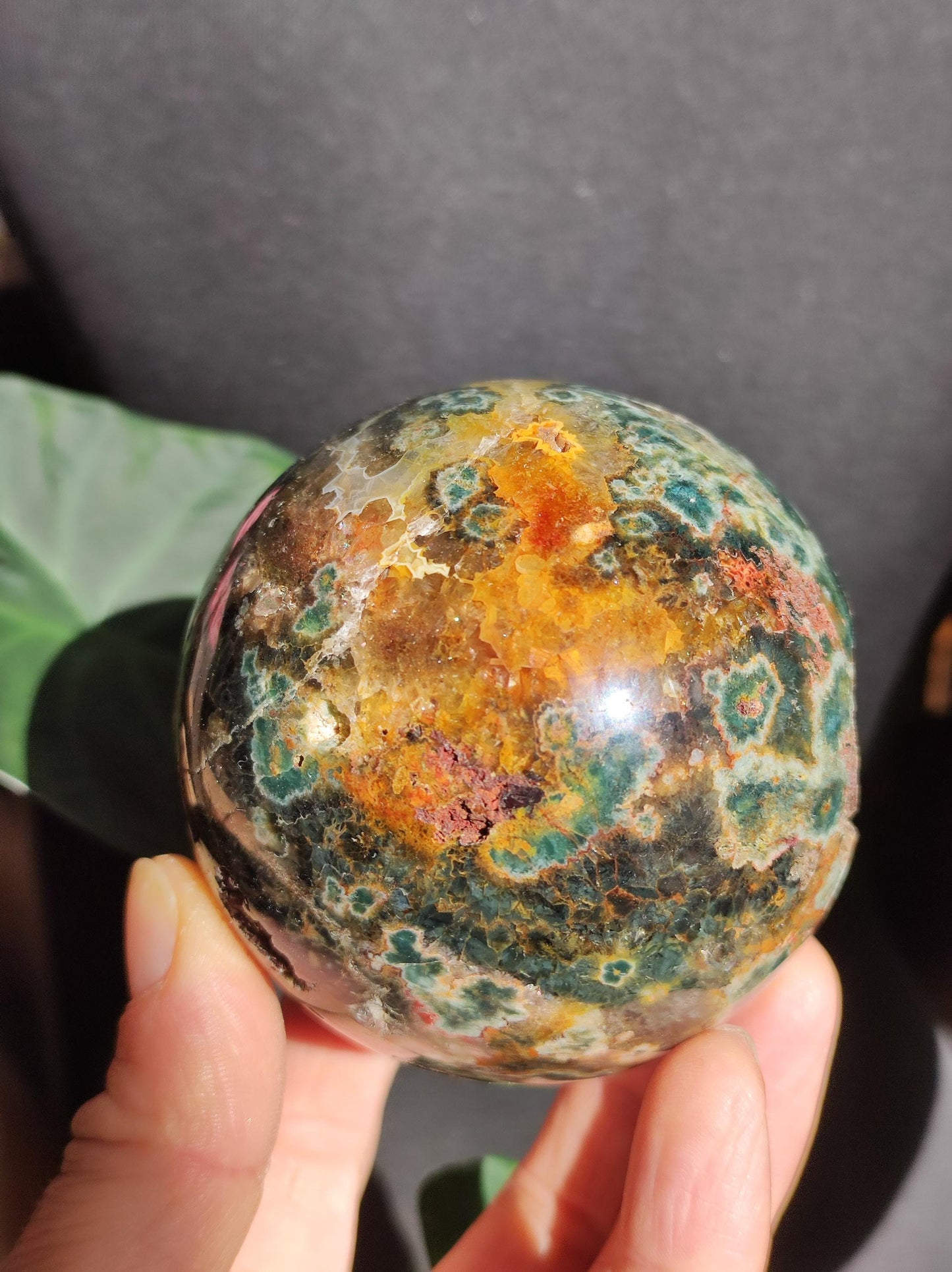 XXL 8 brins de jaspe océanique orbiculaire vert - Sphère de pierre précieuse naturelle Pierre de guérison Déco Cristal Cadeau Pour Lui Elle Homme Femme Maison Habitat Énergie Rare