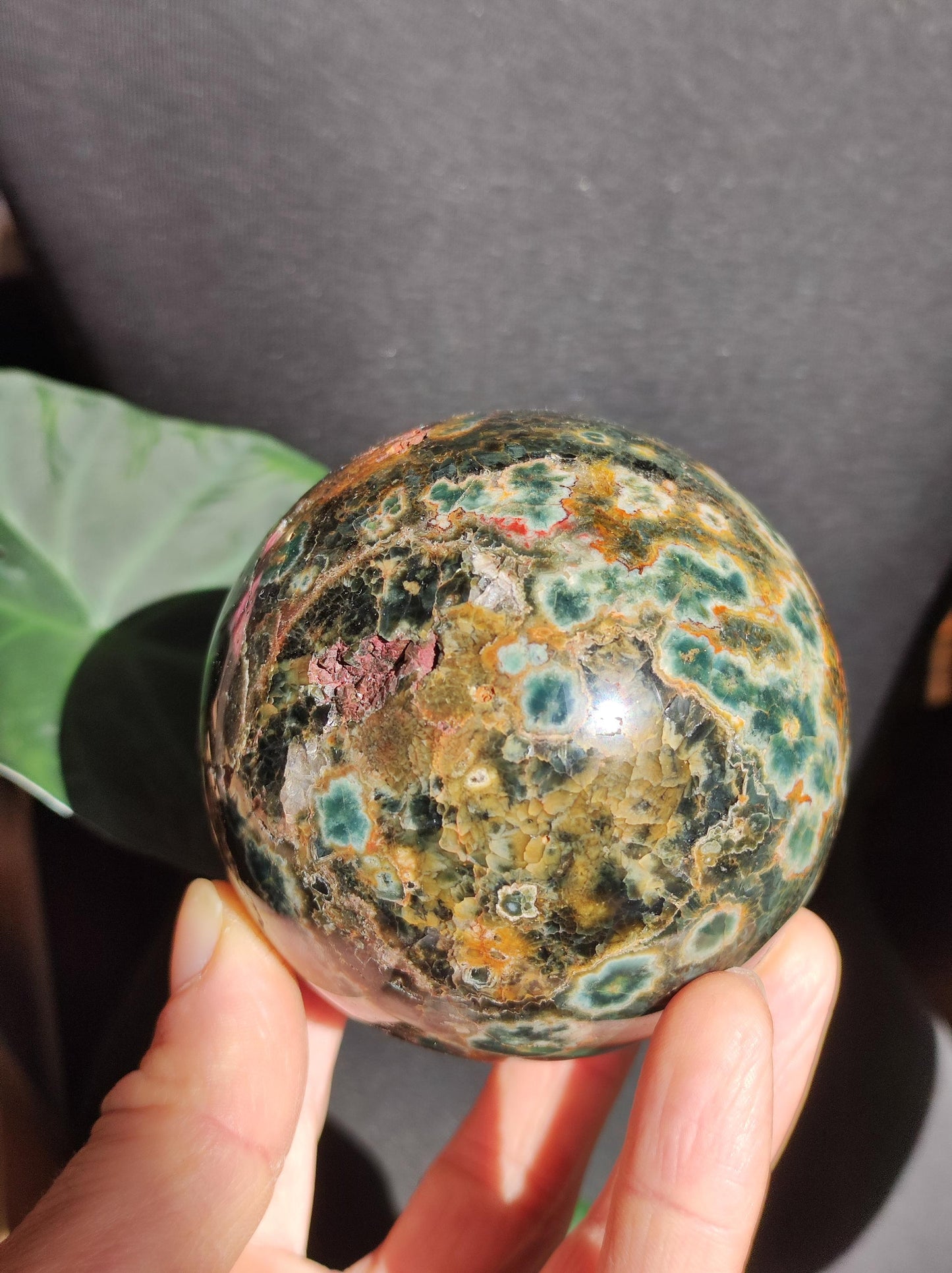 XXL 8 brins de jaspe océanique orbiculaire vert - Sphère de pierre précieuse naturelle Pierre de guérison Déco Cristal Cadeau Pour Lui Elle Homme Femme Maison Habitat Énergie Rare