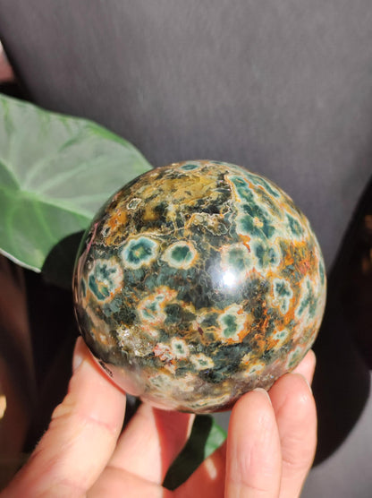 XXL 8 brins de jaspe océanique orbiculaire vert - Sphère de pierre précieuse naturelle Pierre de guérison Déco Cristal Cadeau Pour Lui Elle Homme Femme Maison Habitat Énergie Rare