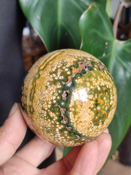 XXL 8 Brins de Jaspe Océan Orbiculé Jaune - Sphère de Pierre Précieuse Naturelle, Pierre de Guérison, Décoration, Cristal, Cadeau, Lui, Elle, Homme, Femme, Maison, Habitat, Énergie, Rare