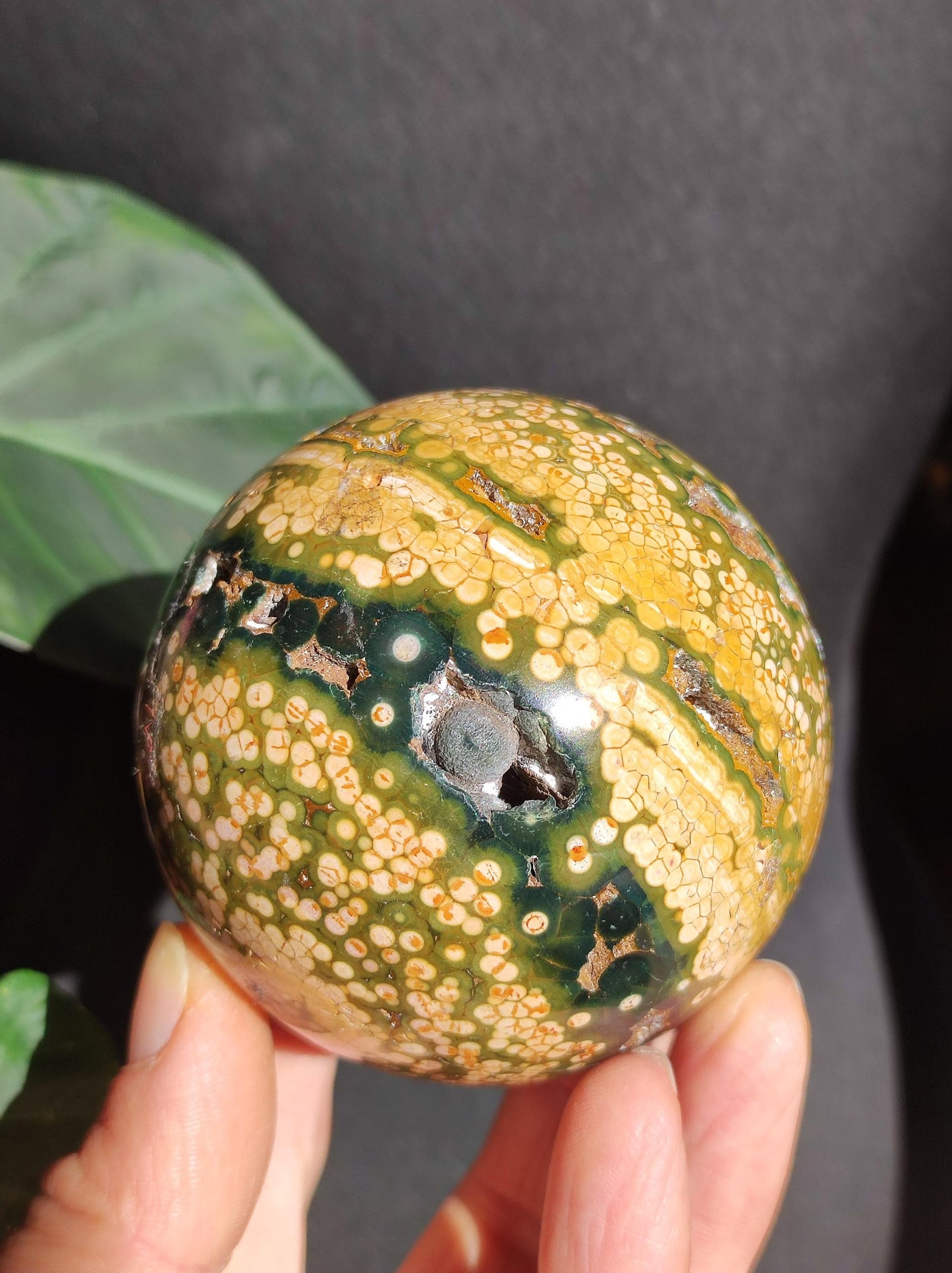 XXL 8 Brins de Jaspe Océan Orbiculé Jaune - Sphère de Pierre Précieuse Naturelle, Pierre de Guérison, Décoration, Cristal, Cadeau, Lui, Elle, Homme, Femme, Maison, Habitat, Énergie, Rare