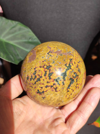 XXL 8 Brins de Jaspe Océan Orbiculé Jaune - Sphère de Pierre Précieuse Naturelle, Pierre de Guérison, Décoration, Cristal, Cadeau, Lui, Elle, Homme, Femme, Maison, Habitat, Énergie, Rare