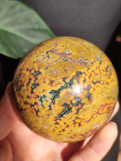 XXL 8 Brins de Jaspe Océan Orbiculé Jaune - Sphère de Pierre Précieuse Naturelle, Pierre de Guérison, Décoration, Cristal, Cadeau, Lui, Elle, Homme, Femme, Maison, Habitat, Énergie, Rare