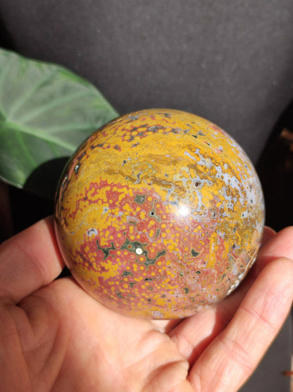 XXL 8 Brins de Jaspe Océan Orbiculé Jaune - Sphère de Pierre Précieuse Naturelle, Pierre de Guérison, Décoration, Cristal, Cadeau, Lui, Elle, Homme, Femme, Maison, Habitat, Énergie, Rare