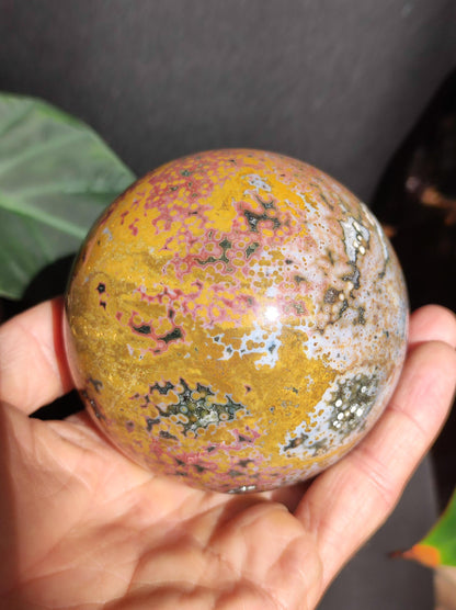 XXL 8 Brins de Jaspe Océan Orbiculé Jaune - Sphère de Pierre Précieuse Naturelle, Pierre de Guérison, Décoration, Cristal, Cadeau, Lui, Elle, Homme, Femme, Maison, Habitat, Énergie, Rare