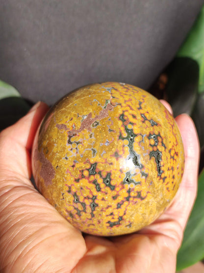 XXL 8 Brins de Jaspe Océan Orbiculé Jaune - Sphère de Pierre Précieuse Naturelle, Pierre de Guérison, Décoration, Cristal, Cadeau, Lui, Elle, Homme, Femme, Maison, Habitat, Énergie, Rare