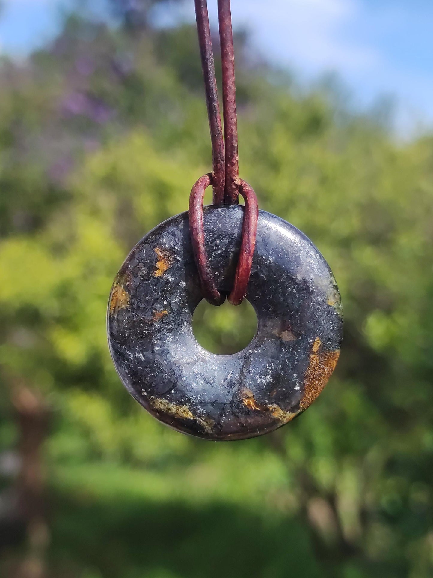 Pietersite Hématite bleue - Collier Donut Pierre précieuse Rareté Symbole de protection Pierre de guérison Cristal HIPPIE Boho Tibet Homme Femme Cadeau Lui Elle