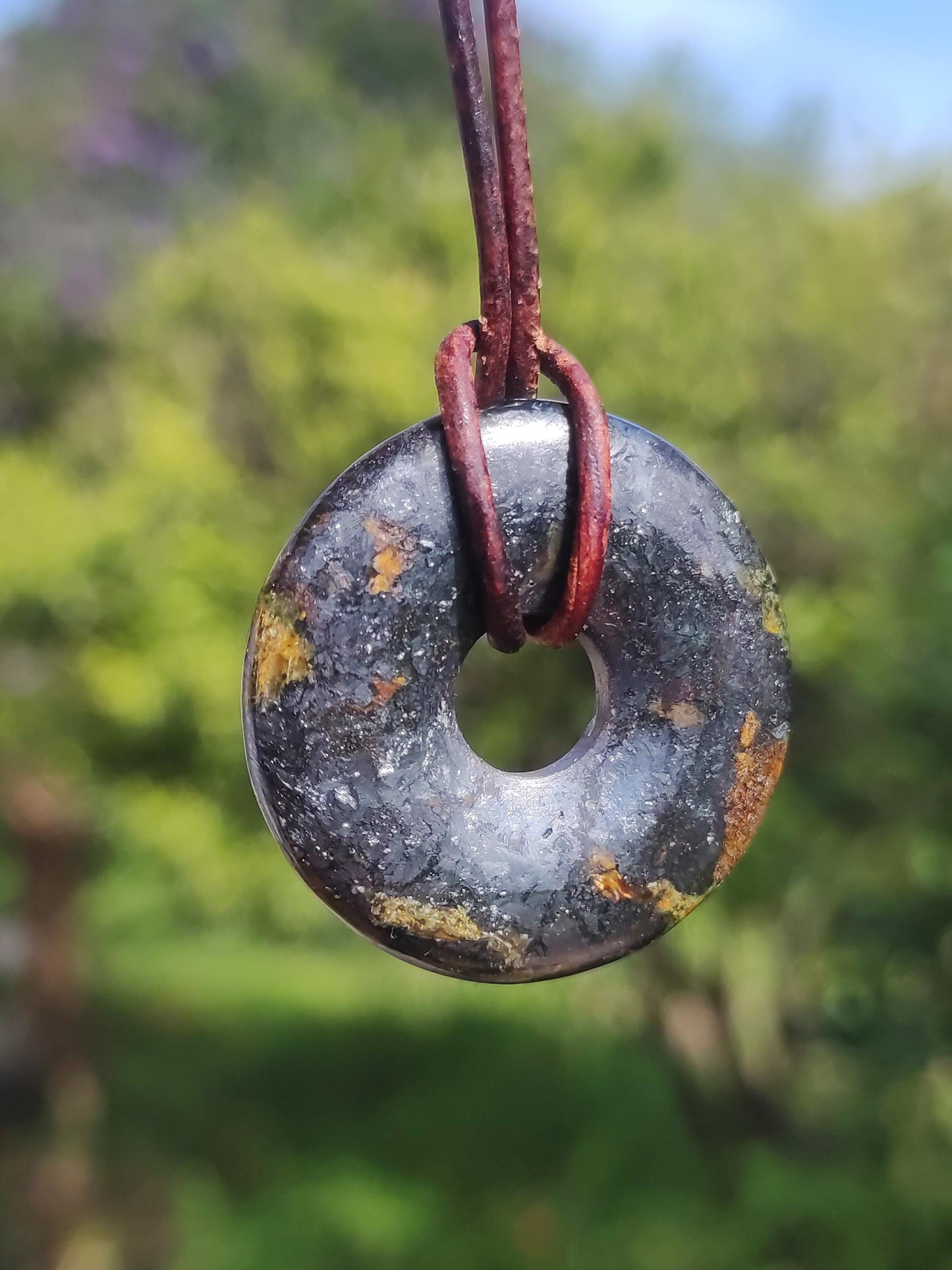 Pietersite Hématite bleue - Collier Donut Pierre précieuse Rareté Symbole de protection Pierre de guérison Cristal HIPPIE Boho Tibet Homme Femme Cadeau Lui Elle