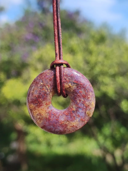 Pietersite rouge & or - Collier Donut en pierre précieuse Rareté rare Protection Pierre de guérison Cristal HIPPIE Boho Tibet Ethno Homme Femme Cadeau Lui Elle