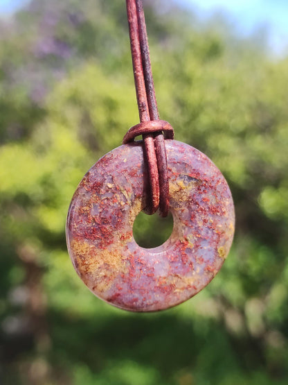 Pietersite rouge & or - Collier Donut en pierre précieuse Rareté rare Protection Pierre de guérison Cristal HIPPIE Boho Tibet Ethno Homme Femme Cadeau Lui Elle