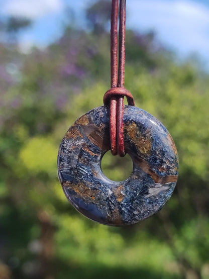 Pietersite bleu - collier de beignet de pierres précieuses rareté rare symbole de protection pierre de guérison cristal HIPPIE Boho Tibet ethnique homme femme lui offrir son