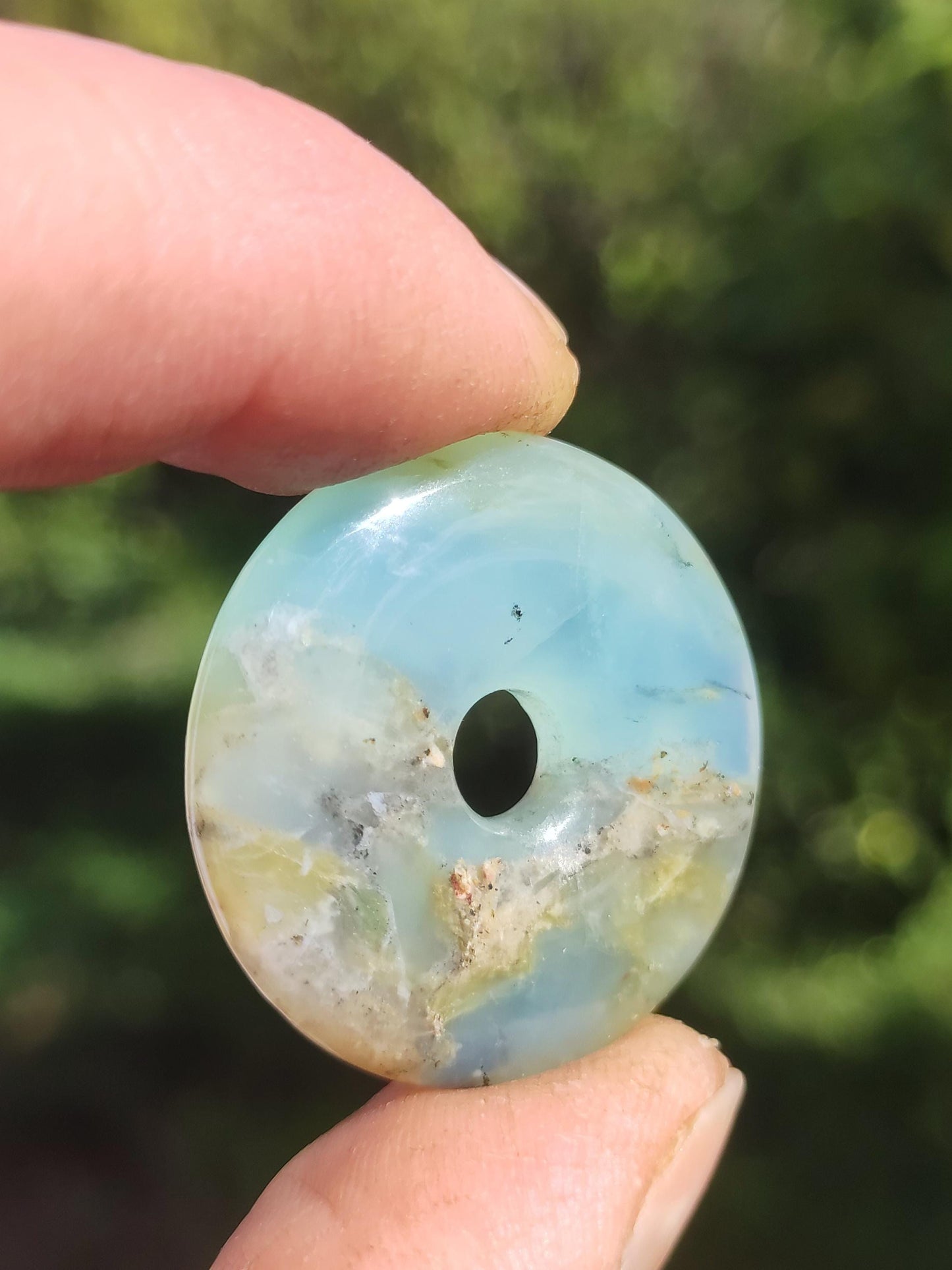 Opale Andine Opale Bleu ~ Collier de pierres précieuses HIPPIE GOA Boho Ethno Nature Donut Protection Symbole Pierre de guérison Chakra Collecteur Minéral Rareté Homme Femme