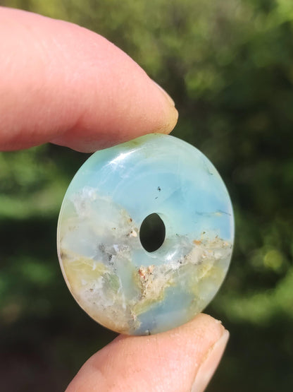 Opale Andine Opale Bleu ~ Collier de pierres précieuses HIPPIE GOA Boho Ethno Nature Donut Protection Symbole Pierre de guérison Chakra Collecteur Minéral Rareté Homme Femme