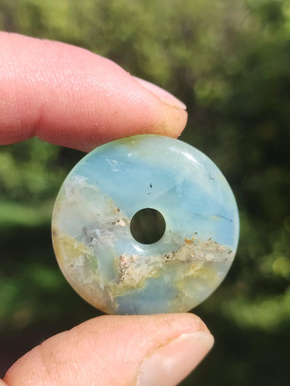Opale Andine Opale Bleu ~ Collier de pierres précieuses HIPPIE GOA Boho Ethno Nature Donut Protection Symbole Pierre de guérison Chakra Collecteur Minéral Rareté Homme Femme