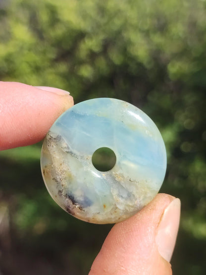 Opale Andine Opale Bleu ~ Collier de pierres précieuses HIPPIE GOA Boho Ethno Nature Donut Protection Symbole Pierre de guérison Chakra Collecteur Minéral Rareté Homme Femme