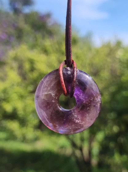 Amétrine (Améthyste et Citrine) ~ Collier de donuts en pierres précieuses Violet Pierre de guérison Symbole de protection Homme Femme Bonheur HIPPIE GOA Boho Ethnique Naturel Rareté Cadeau