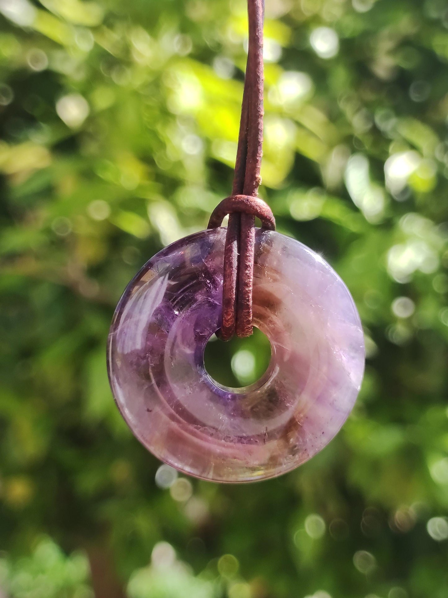Amétrine (Améthyste et Citrine) ~ Collier de donuts en pierres précieuses Violet Pierre de guérison Symbole de protection Homme Femme Bonheur HIPPIE GOA Boho Ethnique Naturel Rareté Cadeau