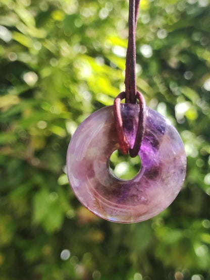 Amétrine (Améthyste et Citrine) ~ Collier de donuts en pierres précieuses Violet Pierre de guérison Symbole de protection Homme Femme Bonheur HIPPIE GOA Boho Ethnique Naturel Rareté Cadeau