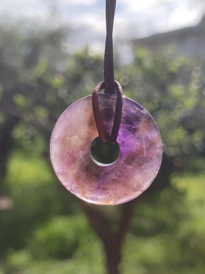Amétrine (Améthyste et Citrine) ~ Collier de donuts en pierres précieuses Violet Pierre de guérison Symbole de protection Homme Femme Bonheur HIPPIE GOA Boho Ethnique Naturel Rareté Cadeau