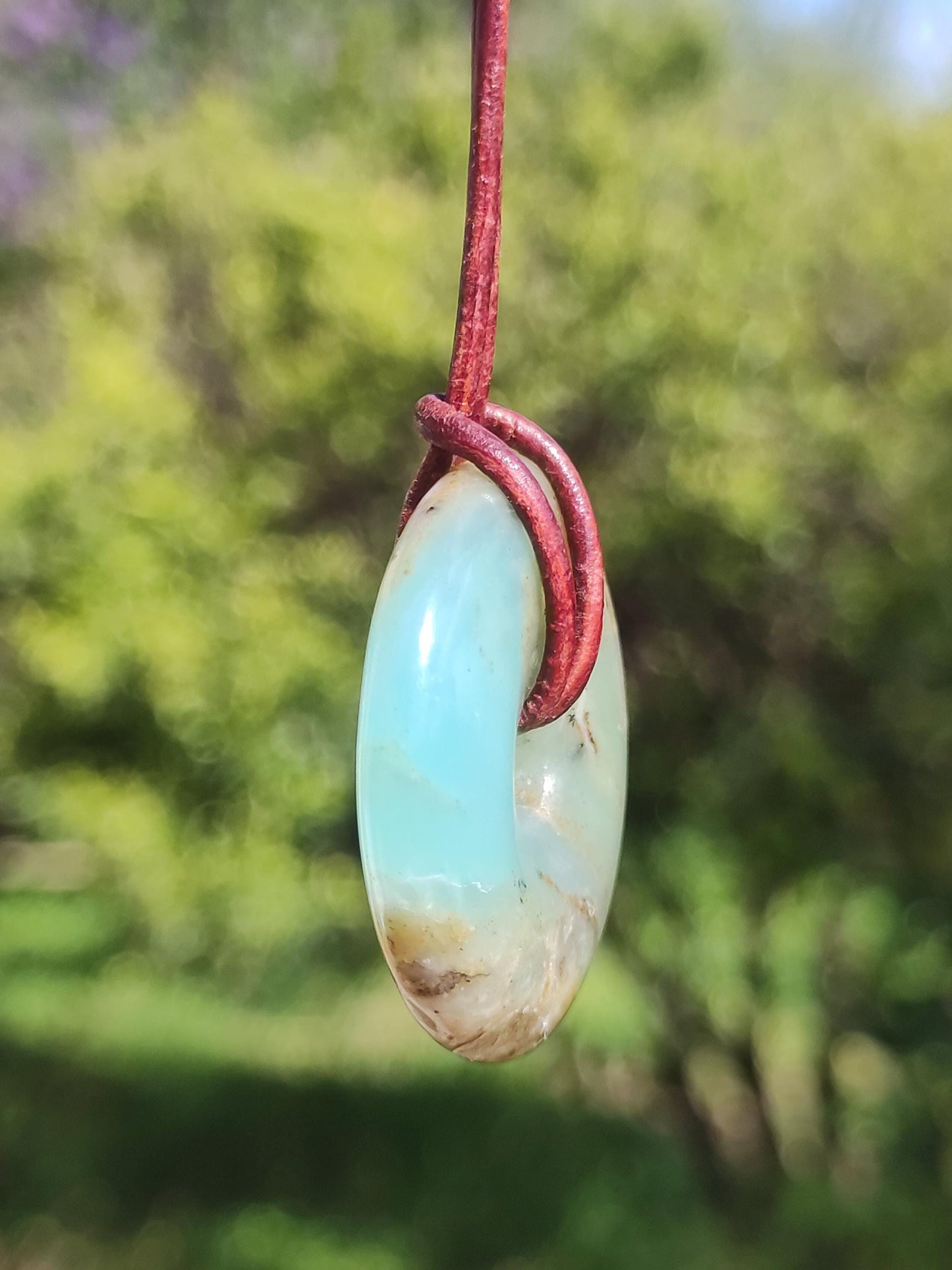 Opale Andine Opale Bleu ~ Collier de pierres précieuses HIPPIE GOA Boho Ethno Nature Donut Protection Symbole Pierre de guérison Chakra Collecteur Minéral Rareté Homme Femme