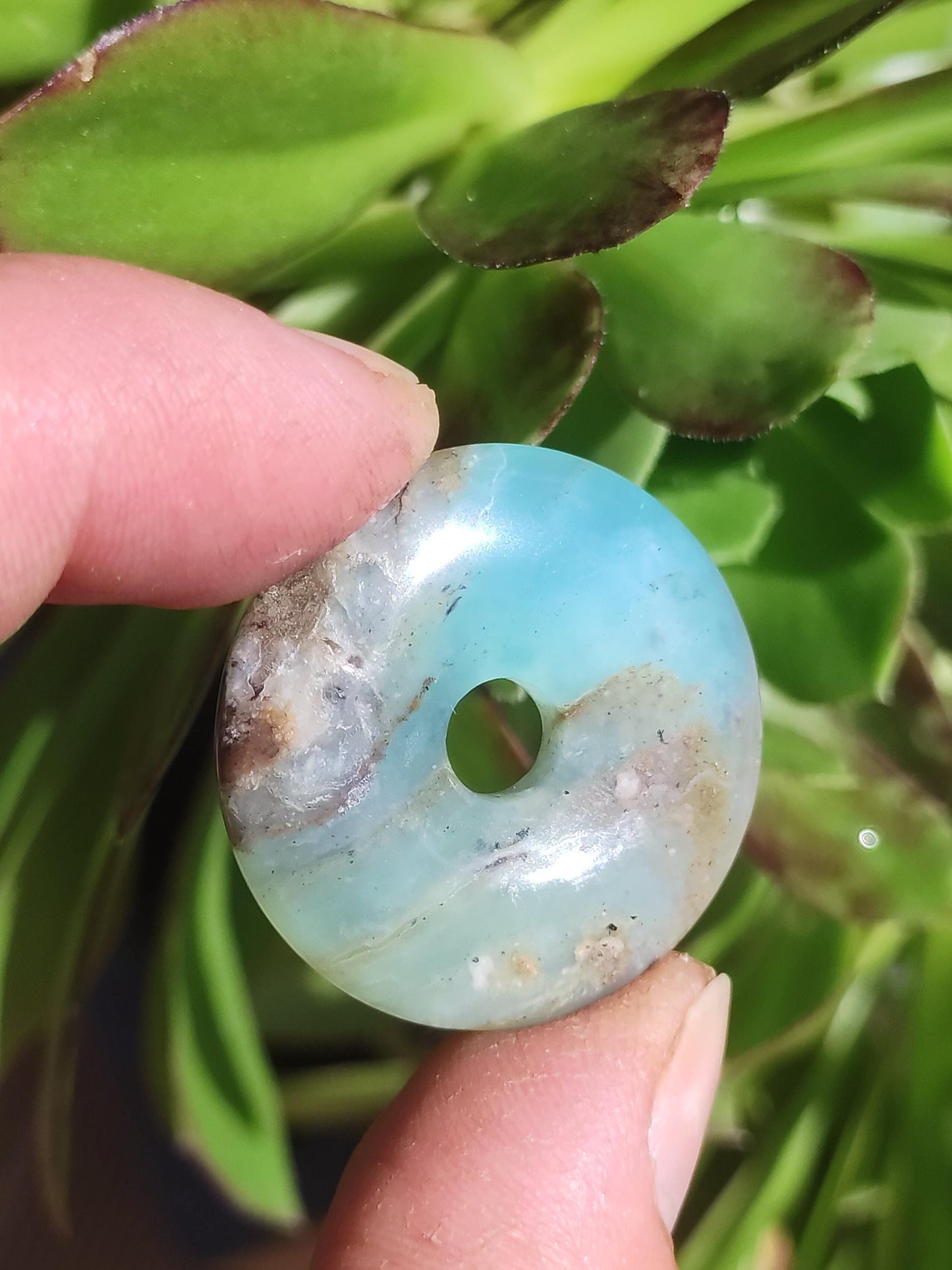 Opale Andine Opale Bleu ~ Collier de pierres précieuses HIPPIE GOA Boho Ethno Nature Donut Protection Symbole Pierre de guérison Chakra Collecteur Minéral Rareté Homme Femme