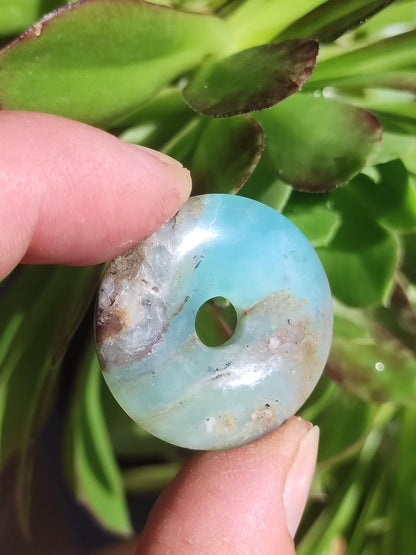 Opale Andine Opale Bleu ~ Collier de pierres précieuses HIPPIE GOA Boho Ethno Nature Donut Protection Symbole Pierre de guérison Chakra Collecteur Minéral Rareté Homme Femme