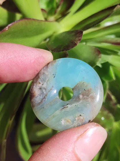 Opale Andine Opale Bleu ~ Collier de pierres précieuses HIPPIE GOA Boho Ethno Nature Donut Protection Symbole Pierre de guérison Chakra Collecteur Minéral Rareté Homme Femme