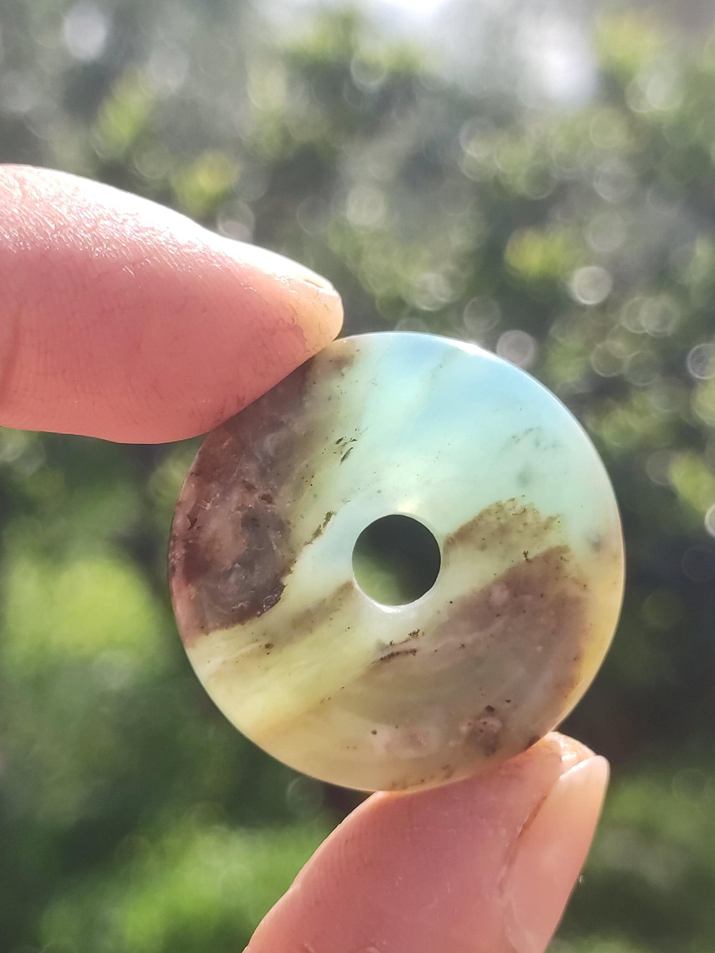 Opale Andine Opale Bleu ~ Collier de pierres précieuses HIPPIE GOA Boho Ethno Nature Donut Protection Symbole Pierre de guérison Chakra Collecteur Minéral Rareté Homme Femme