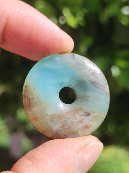 Opale Andine Opale Bleu ~ Collier de pierres précieuses HIPPIE GOA Boho Ethno Nature Donut Protection Symbole Pierre de guérison Chakra Collecteur Minéral Rareté Homme Femme