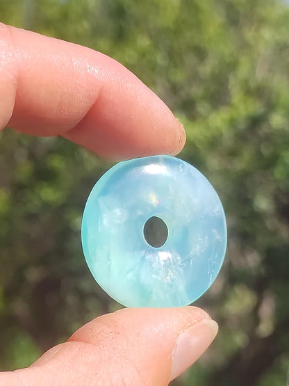 Opale Andine Opale Bleu ~ Collier de pierres précieuses HIPPIE GOA Boho Ethno Nature Donut Protection Symbole Pierre de guérison Chakra Collecteur Minéral Rareté Homme Femme
