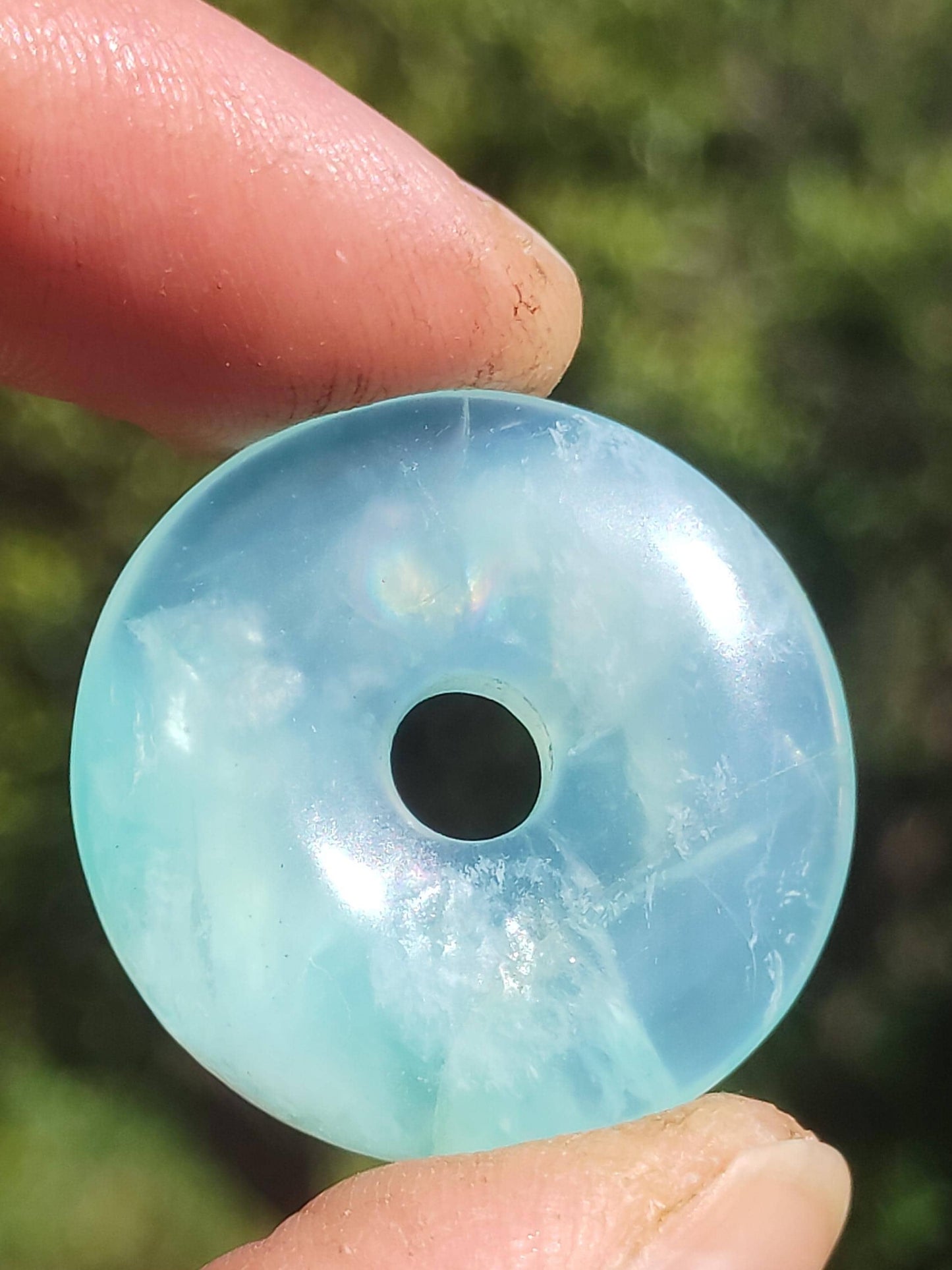 Opale Andine Opale Bleu ~ Collier de pierres précieuses HIPPIE GOA Boho Ethno Nature Donut Protection Symbole Pierre de guérison Chakra Collecteur Minéral Rareté Homme Femme