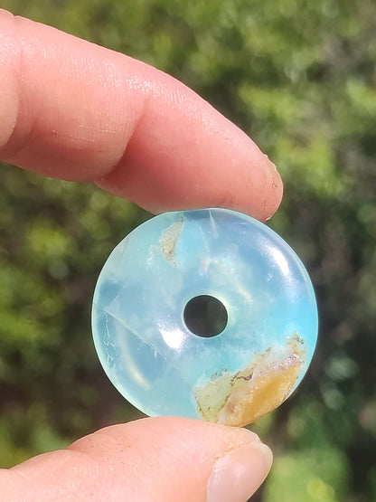 Opale Andine Opale Bleu ~ Collier de pierres précieuses HIPPIE GOA Boho Ethno Nature Donut Protection Symbole Pierre de guérison Chakra Collecteur Minéral Rareté Homme Femme