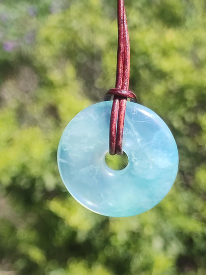 Opale Andine Opale Bleu ~ Collier de pierres précieuses HIPPIE GOA Boho Ethno Nature Donut Protection Symbole Pierre de guérison Chakra Collecteur Minéral Rareté Homme Femme
