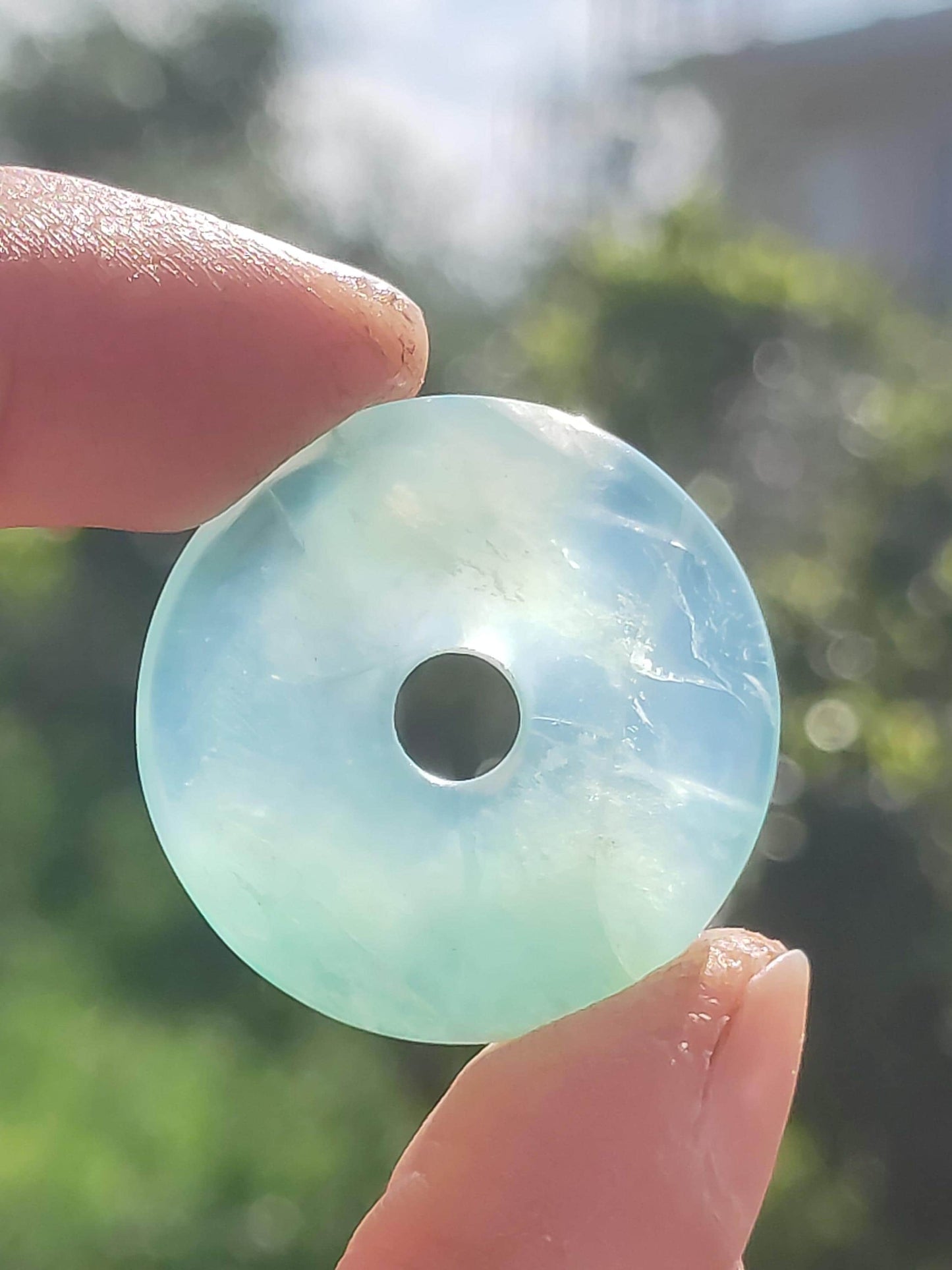 Opale Andine Opale Bleu ~ Collier de pierres précieuses HIPPIE GOA Boho Ethno Nature Donut Protection Symbole Pierre de guérison Chakra Collecteur Minéral Rareté Homme Femme