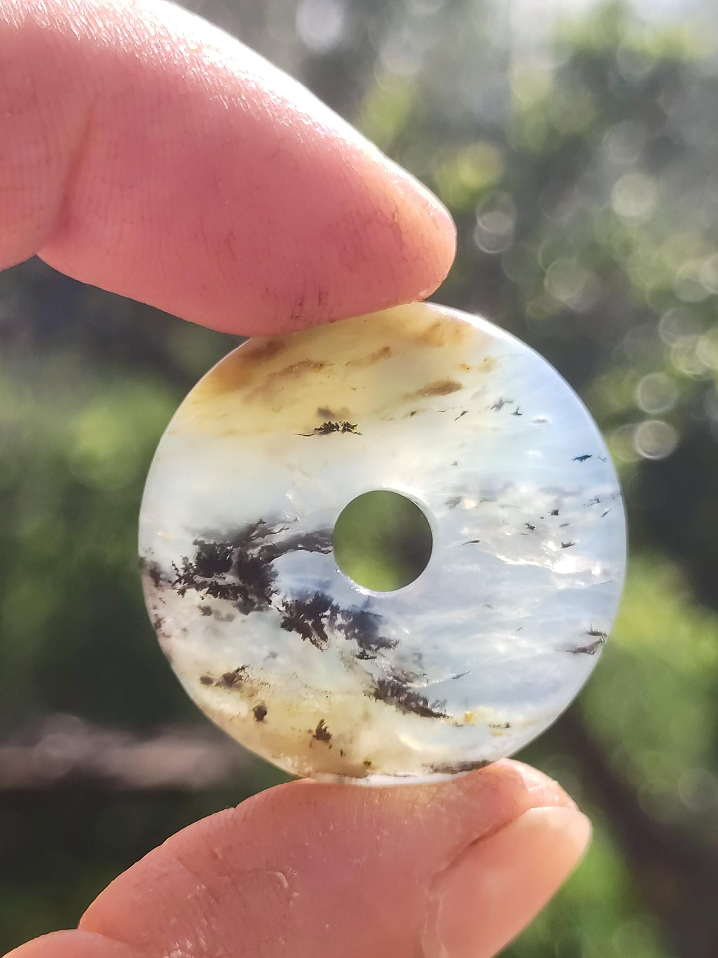 Opale Andine Opale Bleu ~ Collier de pierres précieuses HIPPIE GOA Boho Ethno Nature Donut Protection Symbole Pierre de guérison Chakra Collecteur Minéral Rareté Homme Femme