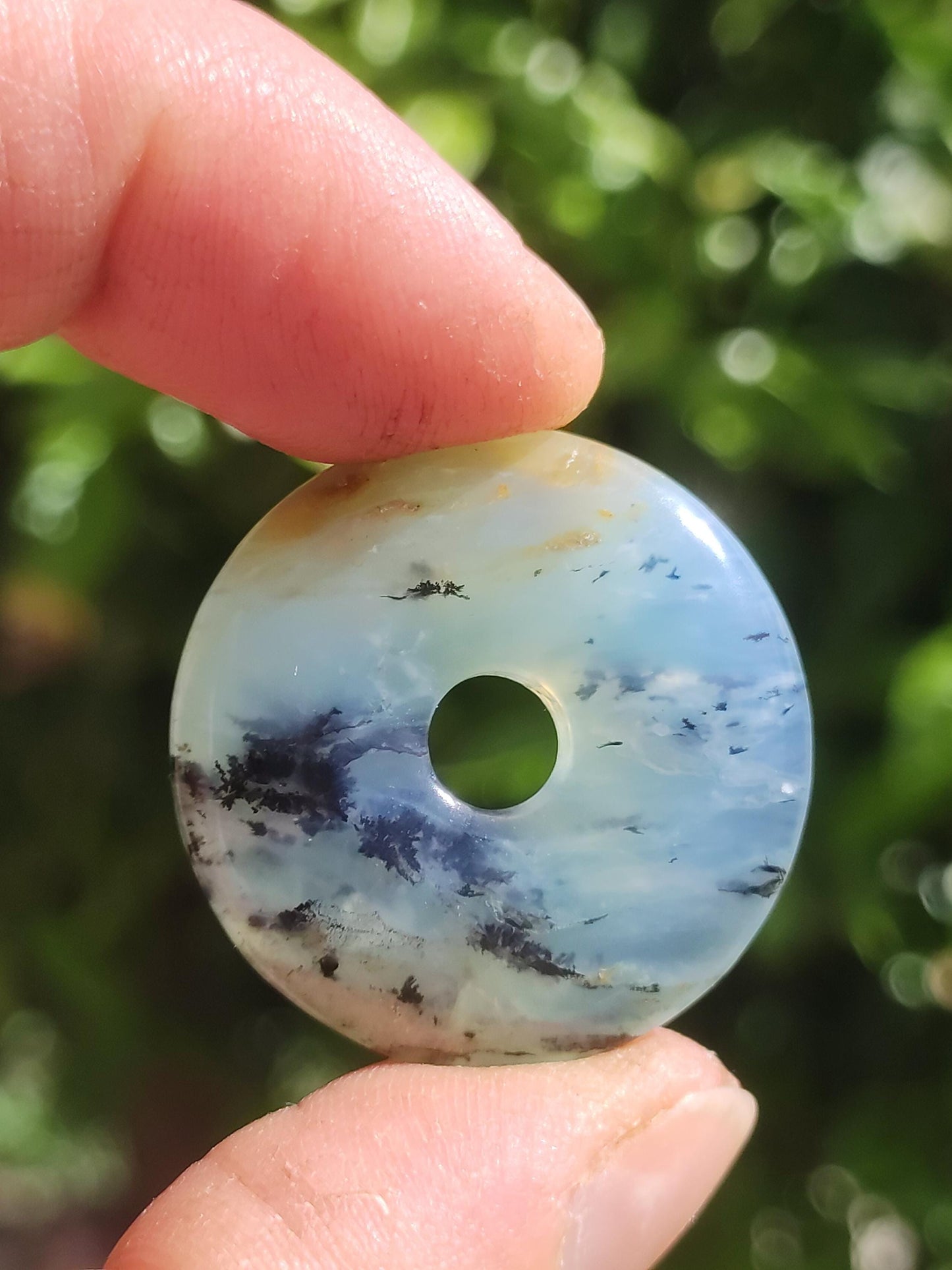 Opale Andine Opale Bleu ~ Collier de pierres précieuses HIPPIE GOA Boho Ethno Nature Donut Protection Symbole Pierre de guérison Chakra Collecteur Minéral Rareté Homme Femme