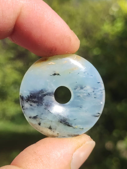 Opale Andine Opale Bleu ~ Collier de pierres précieuses HIPPIE GOA Boho Ethno Nature Donut Protection Symbole Pierre de guérison Chakra Collecteur Minéral Rareté Homme Femme
