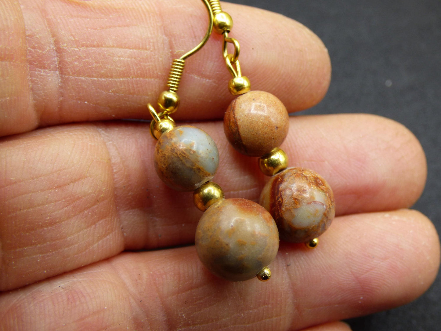 Serpentin ~ Edelstein Ohrringe ~GOA ~Hippie ~Boho ~Ethno ~Nature ~Heilstein ~Natur ~Ohrhänger ~Edelstahl ~Rarität