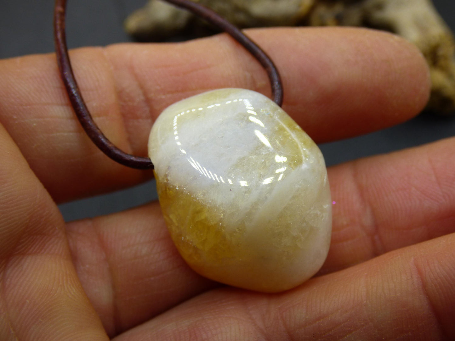 Citrine ~ Collier de pierres précieuses jaune HIPPIE GOA Boho ethnique pierre de guérison naturelle rareté cristaux bijoux pendentif pierre naturelle cadeau soleil brillant