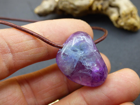 Fluorit lila Regenbogen ~ Edelstein Kette Natur Schutz Rarität Heilstein Kristall Mann Frau Sie Geschenk Freund Goa Festival Glück Sommer
