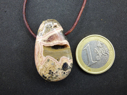 Rhodochrosite A - Collier de pierres précieuses rose pierre de guérison He She Homme Femme Cadeau Chanceux Pendentif HIPPIE GOA Boho Tibet Ethnique Naturel Unique