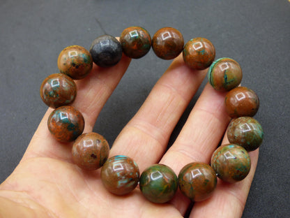 Bracelet en perles d'opale de 12 mm - Pierre précieuse *Unique* Pierre de guérison naturelle Cristal Chakra Cadeau rare pour hommes et femmes, Multicolore, Rouge, Bleu