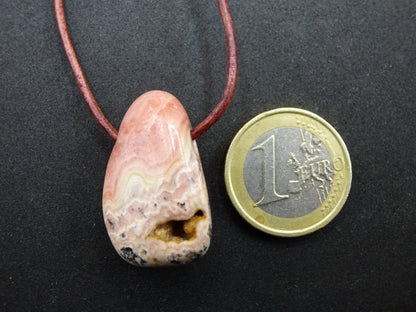 Rhodochrosite A - Collier de pierres précieuses rose pierre de guérison He She Homme Femme Cadeau Chanceux Pendentif HIPPIE GOA Boho Tibet Ethnique Naturel Unique