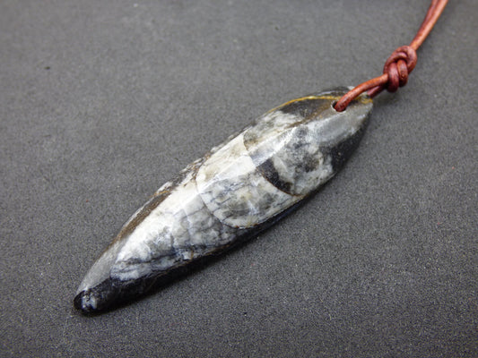 Orthoceras Fossil ~ Collier de pierres précieuses ~HIPPIE ~GOA ~Boho ~Ethno ~Nature ~Pierre de guérison