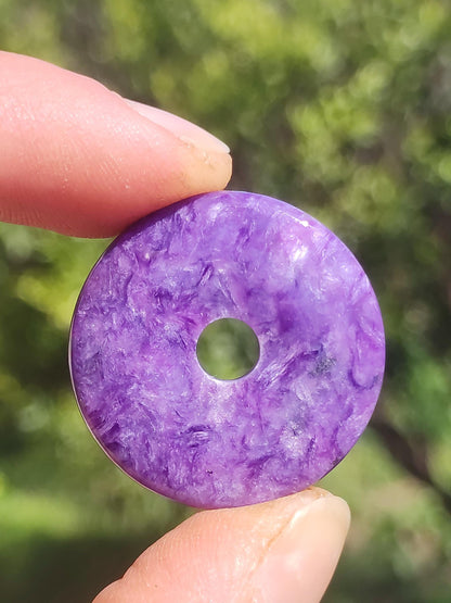 Charoite AAA Donut protecteur - Collier de donuts en pierres précieuses Rareté Symbole de protection rare Pierre de guérison Cristal HIPPIE Boho Ethnique Homme Femme Cadeau Lui Elle
