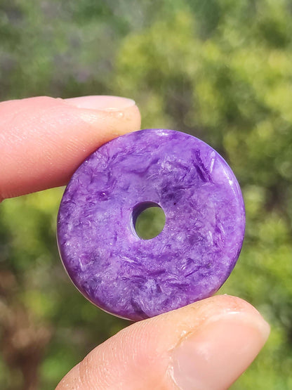Charoite AAA Donut protecteur - Collier de donuts en pierres précieuses Rareté Symbole de protection rare Pierre de guérison Cristal HIPPIE Boho Ethnique Homme Femme Cadeau Lui Elle