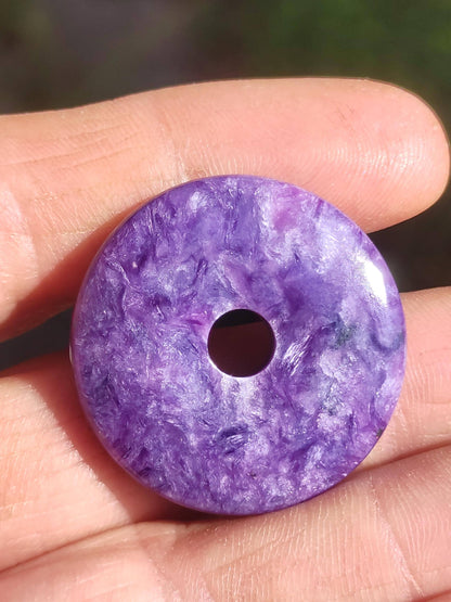 Charoite AAA Donut protecteur - Collier de donuts en pierres précieuses Rareté Symbole de protection rare Pierre de guérison Cristal HIPPIE Boho Ethnique Homme Femme Cadeau Lui Elle