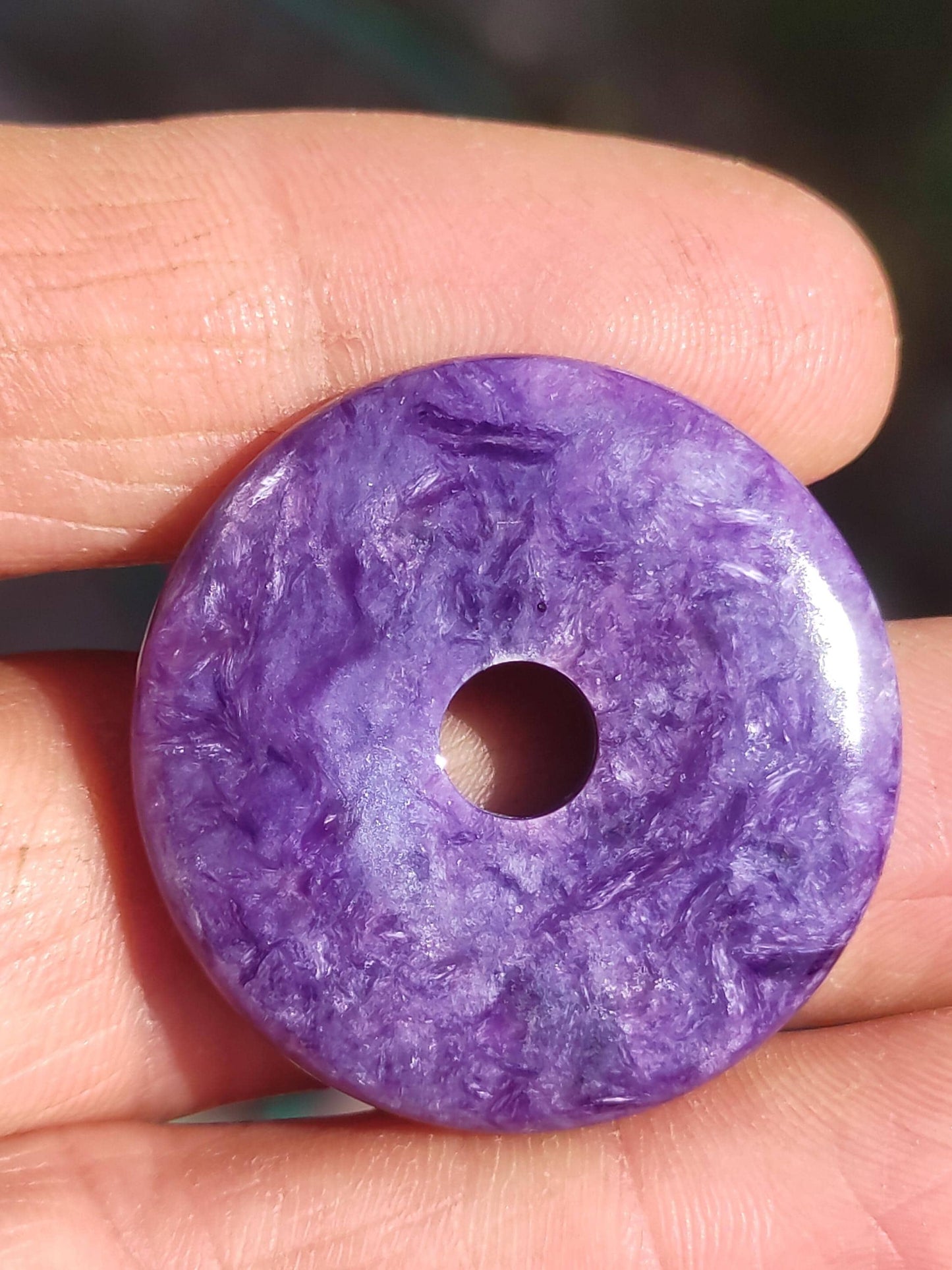 Charoite AAA Donut protecteur - Collier de donuts en pierres précieuses Rareté Symbole de protection rare Pierre de guérison Cristal HIPPIE Boho Ethnique Homme Femme Cadeau Lui Elle
