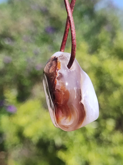 Agate de feu Mexique ~ Collier de pierres précieuses HIPPIE GOA Boho Ethnique Pierre de guérison naturelle Cristaux de rareté Bijoux Pendentif Marron Pierre naturelle Cadeau